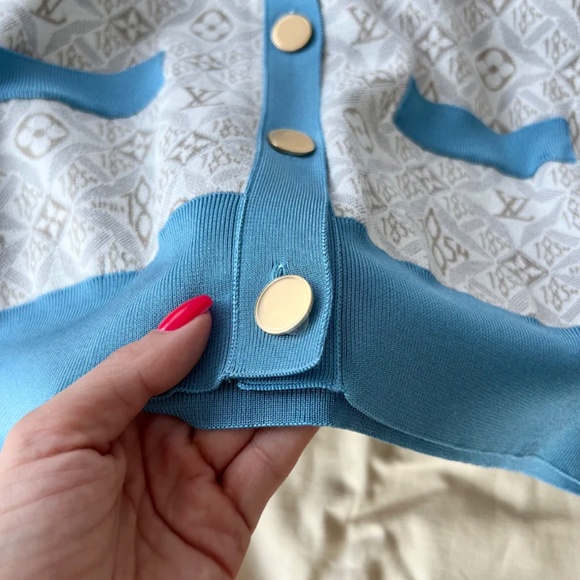 Authentic Louis Vuitton Since 1854 Contrast Trim Cardigan Size L - Picture 3 of 6